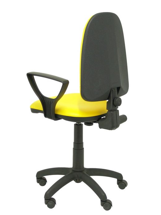 Modelo Ayna - Silla de oficina ergonómica con mecanismo de contacto permanente y regulable en altura - Asiento y respaldo tapizados en similpiel color amarillo (BRAZOS FIJOS INCLUIDOS)