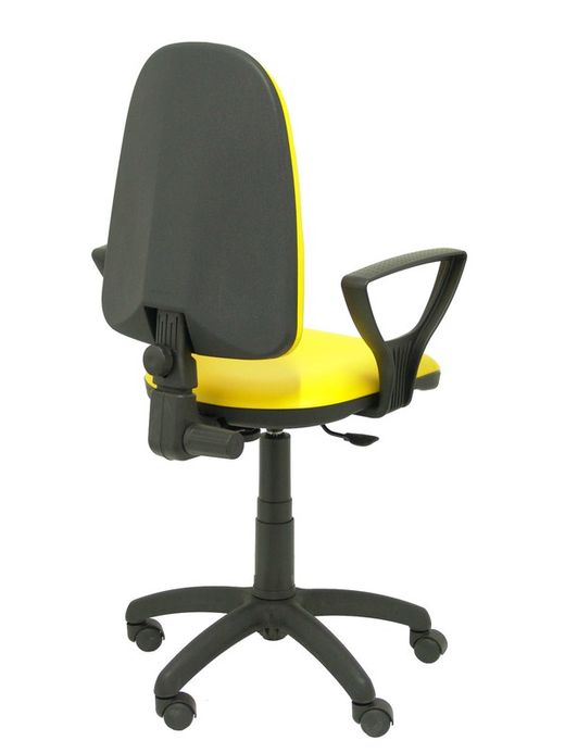 Modelo Ayna - Silla de oficina ergonómica con mecanismo de contacto permanente y regulable en altura - Asiento y respaldo tapizados en similpiel color amarillo (BRAZOS FIJOS INCLUIDOS)