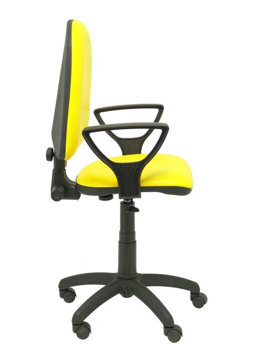Modelo Ayna - Silla de oficina ergonómica con mecanismo de contacto permanente y regulable en altura - Asiento y respaldo tapizados en similpiel color amarillo (BRAZOS FIJOS INCLUIDOS)