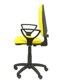Modelo Ayna - Silla de oficina ergonómica con mecanismo de contacto permanente y regulable en altura - Asiento y respaldo tapizados en similpiel color amarillo (BRAZOS FIJOS INCLUIDOS)