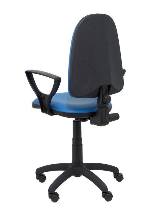 Modelo Ayna - Silla de oficina ergonómica con mecanismo de contacto permanente y regulable en altura - Asiento y respaldo tapizados en similpiel color azul (BRAZOS FIJOS INCLUIDOS)