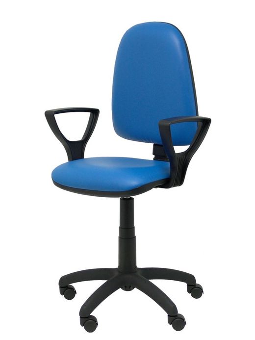 Modelo Ayna - Silla de oficina ergonómica con mecanismo de contacto permanente y regulable en altura - Asiento y respaldo tapizados en similpiel color azul (BRAZOS FIJOS INCLUIDOS)