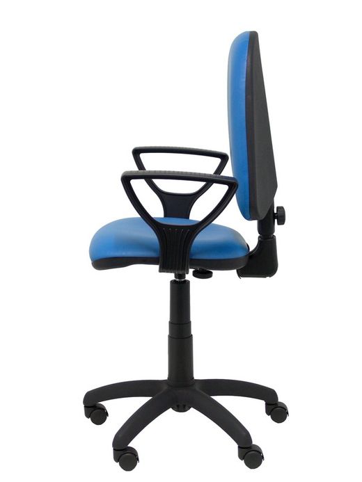 Modelo Ayna - Silla de oficina ergonómica con mecanismo de contacto permanente y regulable en altura - Asiento y respaldo tapizados en similpiel color azul (BRAZOS FIJOS INCLUIDOS)
