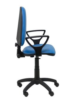 Modelo Ayna - Silla de oficina ergonómica con mecanismo de contacto permanente y regulable en altura - Asiento y respaldo tapizados en similpiel color azul (BRAZOS FIJOS INCLUIDOS)