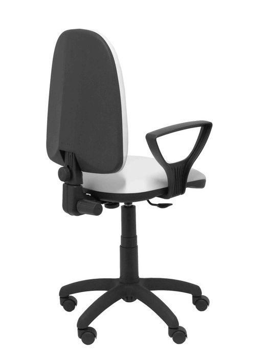 Modelo Ayna - Silla de oficina ergonómica con mecanismo de contacto permanente y regulable en altura - Asiento y respaldo tapizados en similpiel color blanco (BRAZOS FIJOS INCLUIDOS)