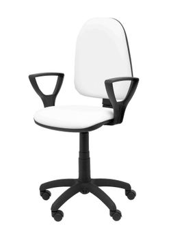 Modelo Ayna - Silla de oficina ergonómica con mecanismo de contacto permanente y regulable en altura - Asiento y respaldo tapizados en similpiel color blanco (BRAZOS FIJOS INCLUIDOS)