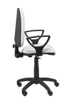 Modelo Ayna - Silla de oficina ergonómica con mecanismo de contacto permanente y regulable en altura - Asiento y respaldo tapizados en similpiel color blanco (BRAZOS FIJOS INCLUIDOS)
