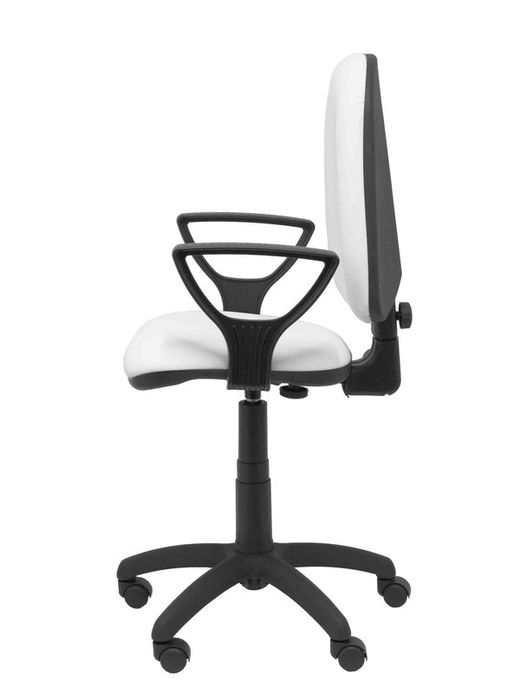 Modelo Ayna - Silla de oficina ergonómica con mecanismo de contacto permanente y regulable en altura - Asiento y respaldo tapizados en similpiel color blanco (BRAZOS FIJOS INCLUIDOS)