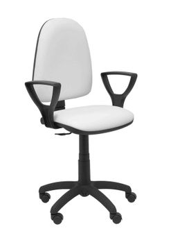 Modelo Ayna - Silla de oficina ergonómica con mecanismo de contacto permanente y regulable en altura - Asiento y respaldo tapizados en similpiel color blanco (BRAZOS FIJOS INCLUIDOS)