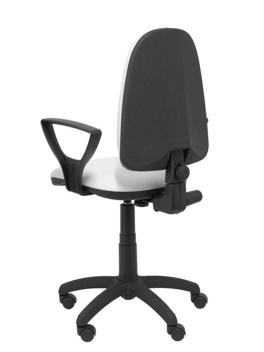 Modelo Ayna - Silla de oficina ergonómica con mecanismo de contacto permanente y regulable en altura - Asiento y respaldo tapizados en similpiel color blanco (BRAZOS FIJOS INCLUIDOS)