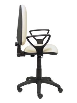 Modelo Ayna - Silla de oficina ergonómica con mecanismo de contacto permanente y regulable en altura - Asiento y respaldo tapizados en similpiel color crema (BRAZOS FIJOS INCLUIDOS)