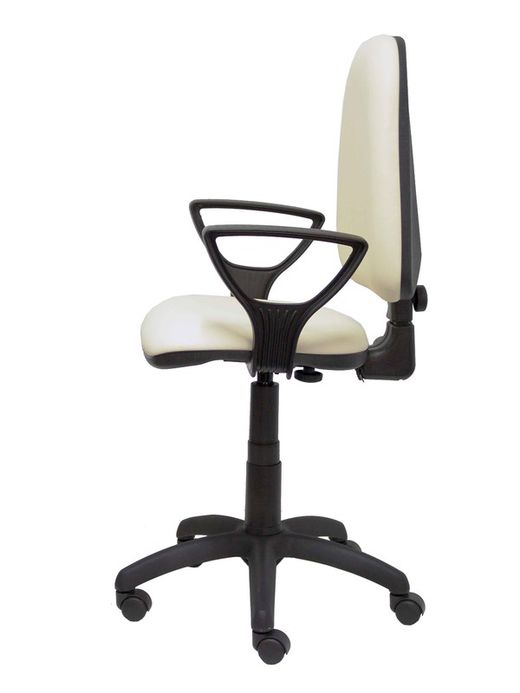 Modelo Ayna - Silla de oficina ergonómica con mecanismo de contacto permanente y regulable en altura - Asiento y respaldo tapizados en similpiel color crema (BRAZOS FIJOS INCLUIDOS)