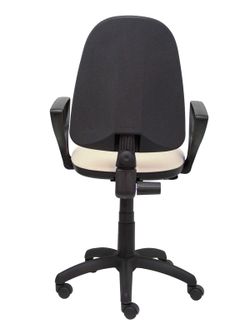 Modelo Ayna - Silla de oficina ergonómica con mecanismo de contacto permanente y regulable en altura - Asiento y respaldo tapizados en similpiel color crema (BRAZOS FIJOS INCLUIDOS)