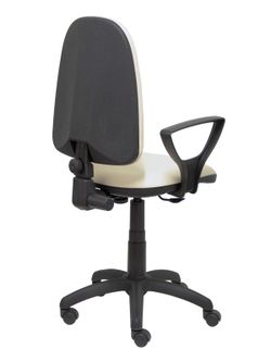 Modelo Ayna - Silla de oficina ergonómica con mecanismo de contacto permanente y regulable en altura - Asiento y respaldo tapizados en similpiel color crema (BRAZOS FIJOS INCLUIDOS)