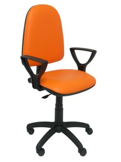 Modelo Ayna - Silla de oficina ergonómica con mecanismo de contacto permanente y regulable en altura - Asiento y respaldo tapizados en similpiel color naranja (BRAZOS FIJOS INCLUIDOS)
