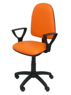 Modelo Ayna - Silla de oficina ergonómica con mecanismo de contacto permanente y regulable en altura - Asiento y respaldo tapizados en similpiel color naranja (BRAZOS FIJOS INCLUIDOS)