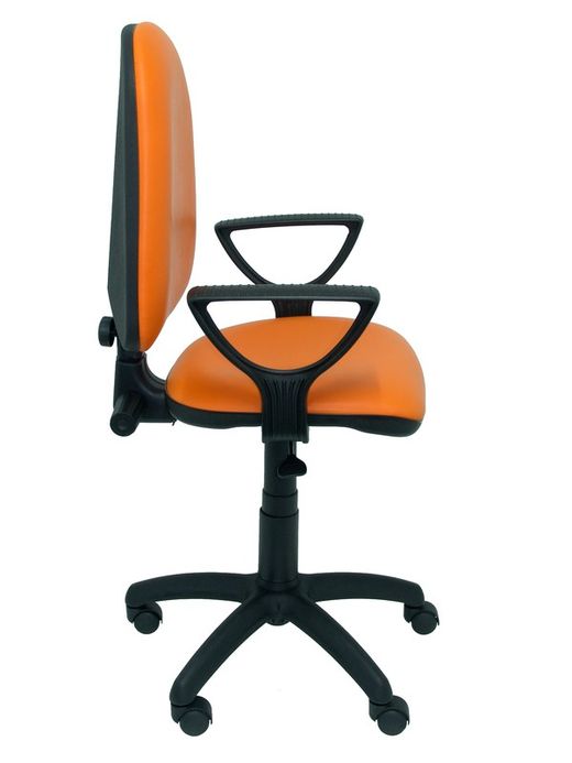 Modelo Ayna - Silla de oficina ergonómica con mecanismo de contacto permanente y regulable en altura - Asiento y respaldo tapizados en similpiel color naranja (BRAZOS FIJOS INCLUIDOS)