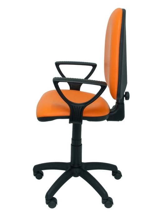Modelo Ayna - Silla de oficina ergonómica con mecanismo de contacto permanente y regulable en altura - Asiento y respaldo tapizados en similpiel color naranja (BRAZOS FIJOS INCLUIDOS)