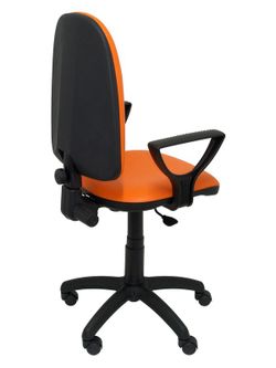 Modelo Ayna - Silla de oficina ergonómica con mecanismo de contacto permanente y regulable en altura - Asiento y respaldo tapizados en similpiel color naranja (BRAZOS FIJOS INCLUIDOS)