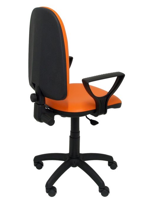 Modelo Ayna - Silla de oficina ergonómica con mecanismo de contacto permanente y regulable en altura - Asiento y respaldo tapizados en similpiel color naranja (BRAZOS FIJOS INCLUIDOS)