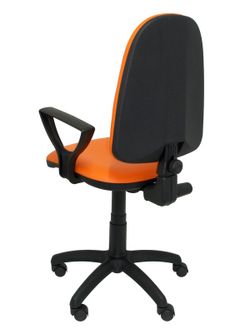 Modelo Ayna - Silla de oficina ergonómica con mecanismo de contacto permanente y regulable en altura - Asiento y respaldo tapizados en similpiel color naranja (BRAZOS FIJOS INCLUIDOS)