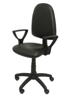 Modelo Ayna - Silla de oficina ergonómica con mecanismo de contacto permanente y regulable en altura - Asiento y respaldo tapizados en similpiel color negro (BRAZOS FIJOS INCLUIDOS)