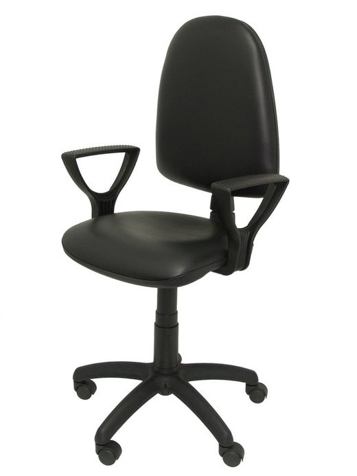 Modelo Ayna - Silla de oficina ergonómica con mecanismo de contacto permanente y regulable en altura - Asiento y respaldo tapizados en similpiel color negro (BRAZOS FIJOS INCLUIDOS)