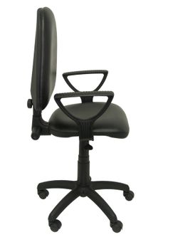 Modelo Ayna - Silla de oficina ergonómica con mecanismo de contacto permanente y regulable en altura - Asiento y respaldo tapizados en similpiel color negro (BRAZOS FIJOS INCLUIDOS)