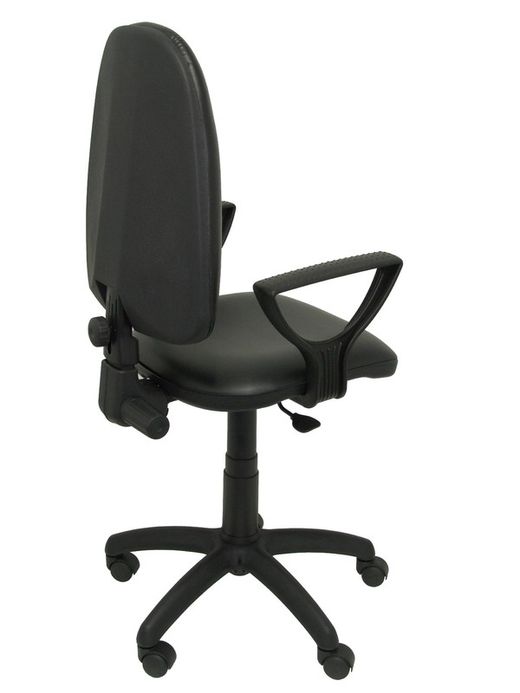 Modelo Ayna - Silla de oficina ergonómica con mecanismo de contacto permanente y regulable en altura - Asiento y respaldo tapizados en similpiel color negro (BRAZOS FIJOS INCLUIDOS)