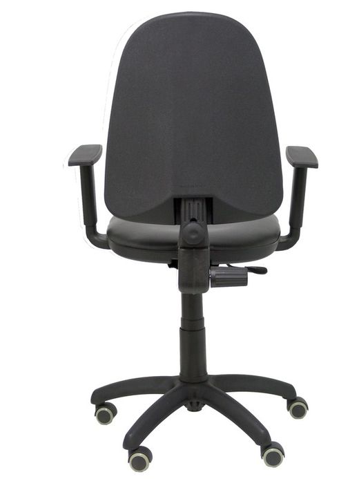 Modelo Ayna - Silla de oficina ergonómica con mecanismo de contacto permanente y regulable en altura - Asiento y respaldo tapizados en similpiel color negro (BRAZOS REGULABLES INCLUIDOS)