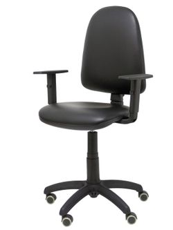 Modelo Ayna - Silla de oficina ergonómica con mecanismo de contacto permanente y regulable en altura - Asiento y respaldo tapizados en similpiel color negro (BRAZOS REGULABLES INCLUIDOS)