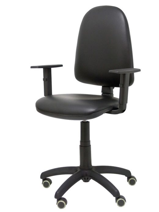 Modelo Ayna - Silla de oficina ergonómica con mecanismo de contacto permanente y regulable en altura - Asiento y respaldo tapizados en similpiel color negro (BRAZOS REGULABLES INCLUIDOS)