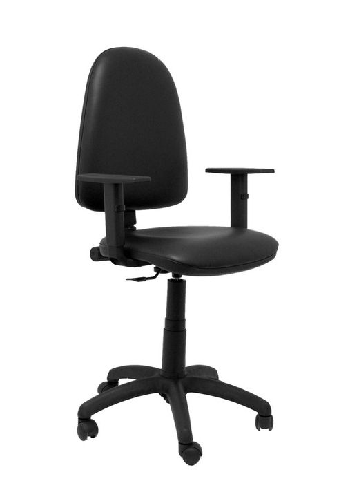 Modelo Ayna - Silla de oficina ergonómica con mecanismo de contacto permanente y regulable en altura - Asiento y respaldo tapizados en similpiel color negro (BRAZOS REGULABLES INCLUIDOS)