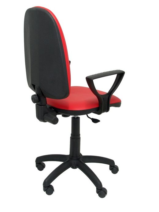 Modelo Ayna - Silla de oficina ergonómica con mecanismo de contacto permanente y regulable en altura - Asiento y respaldo tapizados en similpiel color rojo (BRAZOS FIJOS INCLUIDOS)