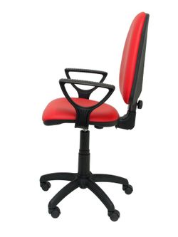 Modelo Ayna - Silla de oficina ergonómica con mecanismo de contacto permanente y regulable en altura - Asiento y respaldo tapizados en similpiel color rojo (BRAZOS FIJOS INCLUIDOS)