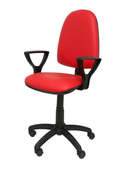Modelo Ayna - Silla de oficina ergonómica con mecanismo de contacto permanente y regulable en altura - Asiento y respaldo tapizados en similpiel color rojo (BRAZOS FIJOS INCLUIDOS)