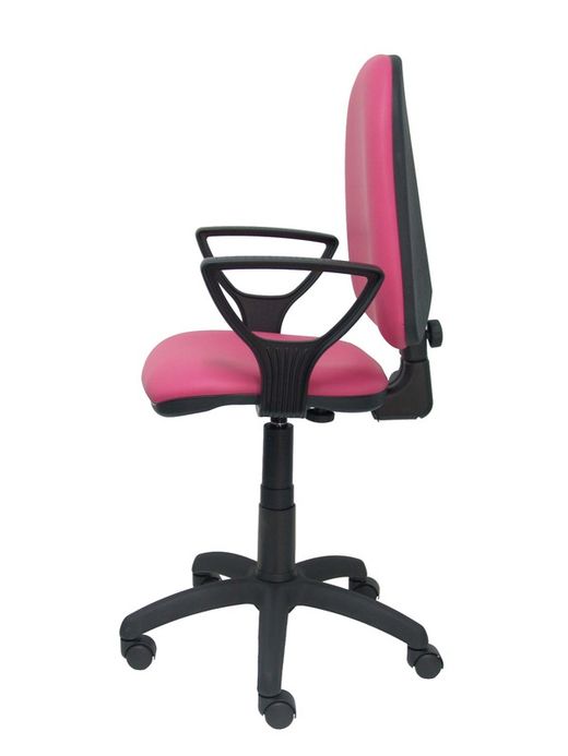 Modelo Ayna - Silla de oficina ergonómica con mecanismo de contacto permanente y regulable en altura - Asiento y respaldo tapizados en similpiel color rosa (BRAZOS FIJOS INCLUIDOS)