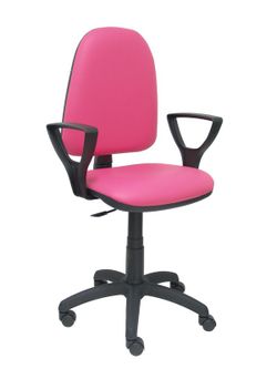 Modelo Ayna - Silla de oficina ergonómica con mecanismo de contacto permanente y regulable en altura - Asiento y respaldo tapizados en similpiel color rosa (BRAZOS FIJOS INCLUIDOS)