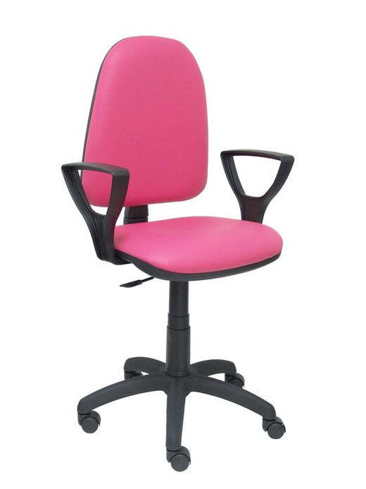 Modelo Ayna - Silla de oficina ergonómica con mecanismo de contacto permanente y regulable en altura - Asiento y respaldo tapizados en similpiel color rosa (BRAZOS FIJOS INCLUIDOS)