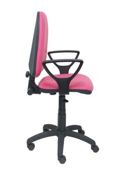 Modelo Ayna - Silla de oficina ergonómica con mecanismo de contacto permanente y regulable en altura - Asiento y respaldo tapizados en similpiel color rosa (BRAZOS FIJOS INCLUIDOS)