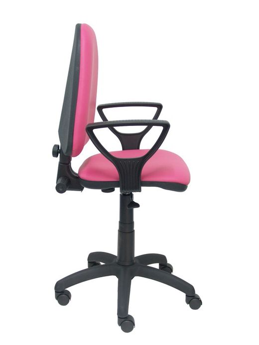 Modelo Ayna - Silla de oficina ergonómica con mecanismo de contacto permanente y regulable en altura - Asiento y respaldo tapizados en similpiel color rosa (BRAZOS FIJOS INCLUIDOS)