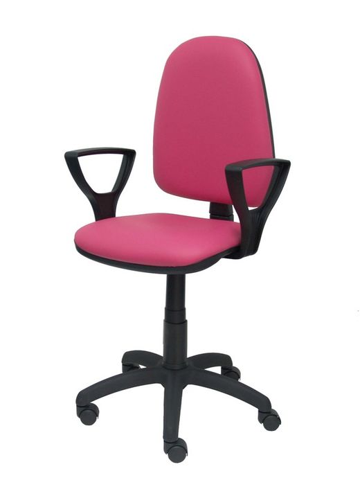 Modelo Ayna - Silla de oficina ergonómica con mecanismo de contacto permanente y regulable en altura - Asiento y respaldo tapizados en similpiel color rosa (BRAZOS FIJOS INCLUIDOS)