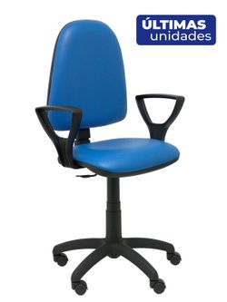 Modelo Ayna - Silla de oficina ergonómica con mecanismo de contacto permanente y regulable en altura - Asiento y respaldo tapizados en tejido antibacterias color azul (BRAZOS FIJOS INCLUIDOS)