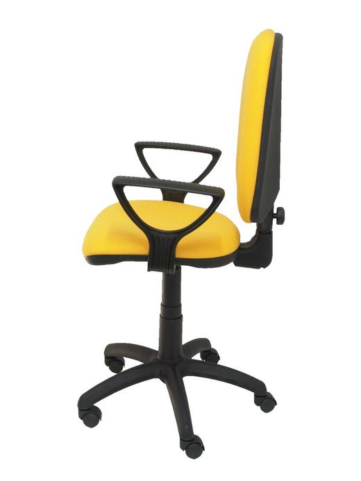 Modelo Ayna - Silla de oficina ergonómica con mecanismo de contacto permanente y regulable en altura - Asiento y respaldo tapizados en tejido BALI color amarillo (BRAZOS FIJOS INCLUIDOS)