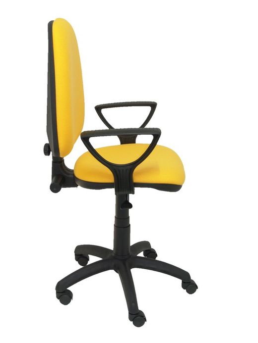 Modelo Ayna - Silla de oficina ergonómica con mecanismo de contacto permanente y regulable en altura - Asiento y respaldo tapizados en tejido BALI color amarillo (BRAZOS FIJOS INCLUIDOS)