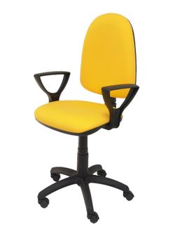 Modelo Ayna - Silla de oficina ergonómica con mecanismo de contacto permanente y regulable en altura - Asiento y respaldo tapizados en tejido BALI color amarillo (BRAZOS FIJOS INCLUIDOS)