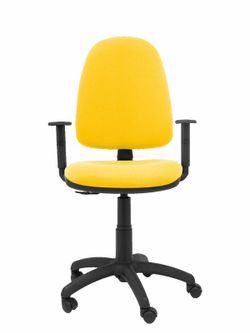 Modelo Ayna - Silla de oficina ergonómica con mecanismo de contacto permanente y regulable en altura - Asiento y respaldo tapizados en tejido BALI color amarillo (BRAZOS REGULABLES EN ALTURA)