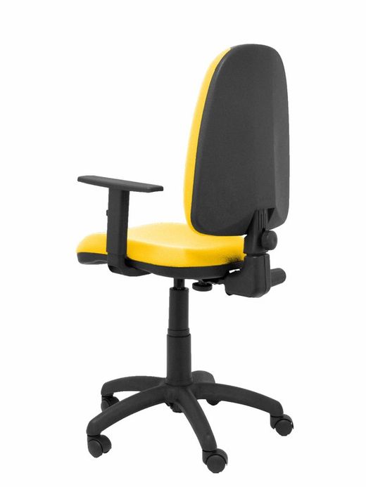 Modelo Ayna - Silla de oficina ergonómica con mecanismo de contacto permanente y regulable en altura - Asiento y respaldo tapizados en tejido BALI color amarillo (BRAZOS REGULABLES EN ALTURA)
