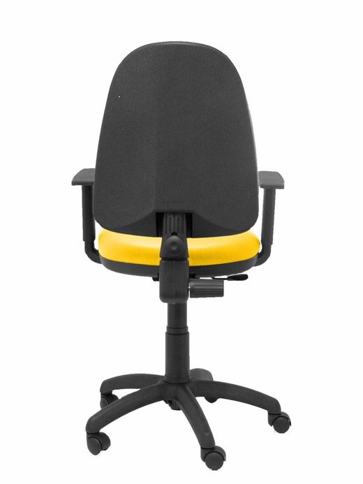 Modelo Ayna - Silla de oficina ergonómica con mecanismo de contacto permanente y regulable en altura - Asiento y respaldo tapizados en tejido BALI color amarillo (BRAZOS REGULABLES EN ALTURA)