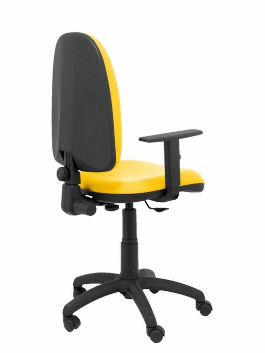Modelo Ayna - Silla de oficina ergonómica con mecanismo de contacto permanente y regulable en altura - Asiento y respaldo tapizados en tejido BALI color amarillo (BRAZOS REGULABLES EN ALTURA)